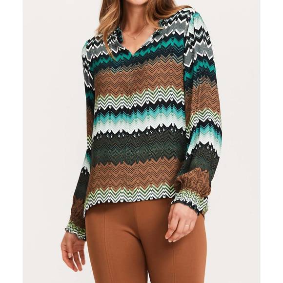 NEW TYLER BOE alicia crepe chevron blouse in multi